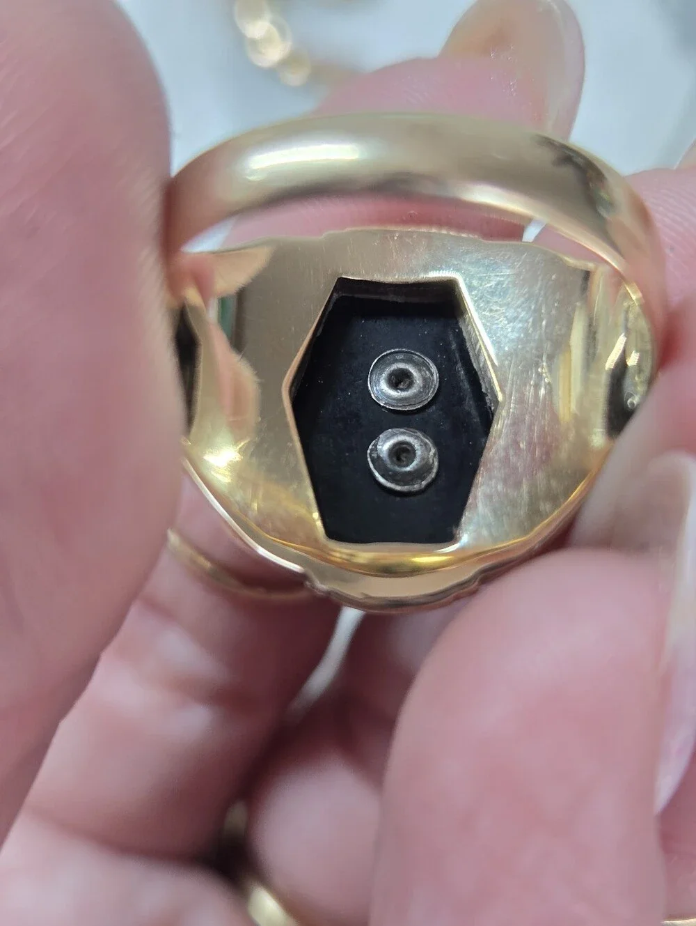 10k Yellow Gold and Black Men's Class Ring - Classic Art Deco Style